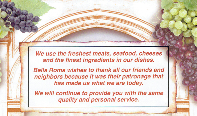 Bella roma coupons